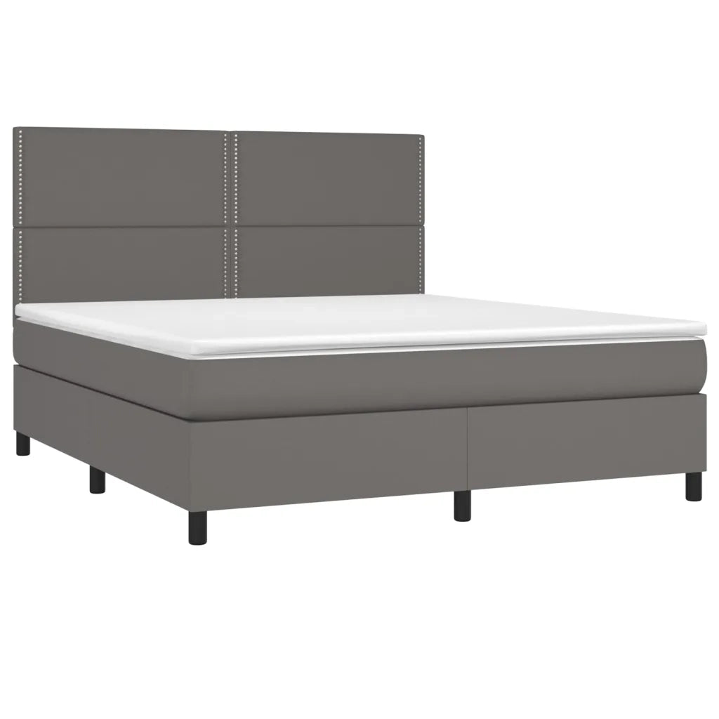 Giroletto Molle con Materasso e LED Grigio 180x200cm Similpellecod mxl 99046