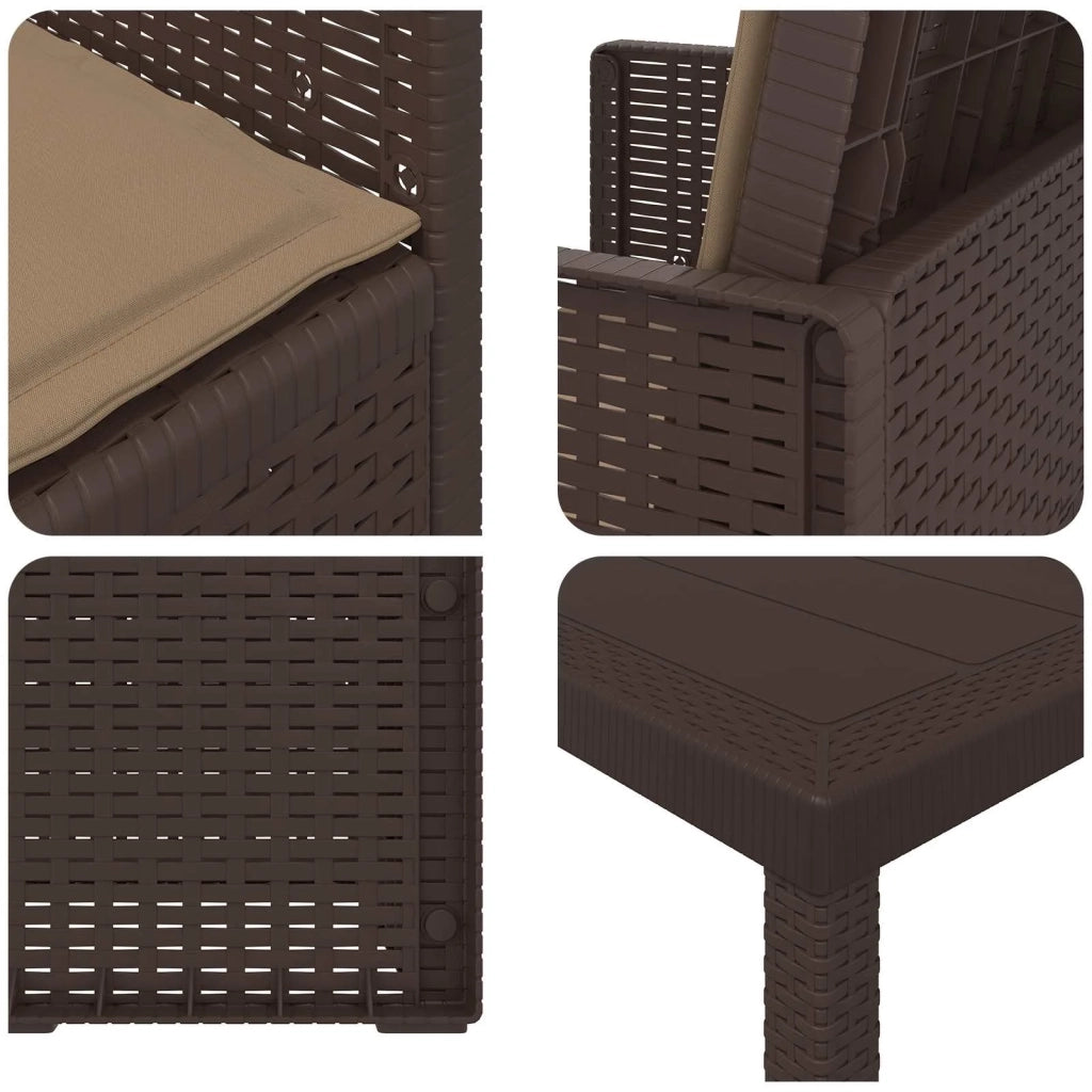 Set da Pranzo per Giardino 7 pcs Marrone e Tortora PP