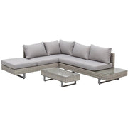 SALOTTO DA GIARDINO CON DIVANO E TAVOLINO IN PE RATTAN GRIGIO
