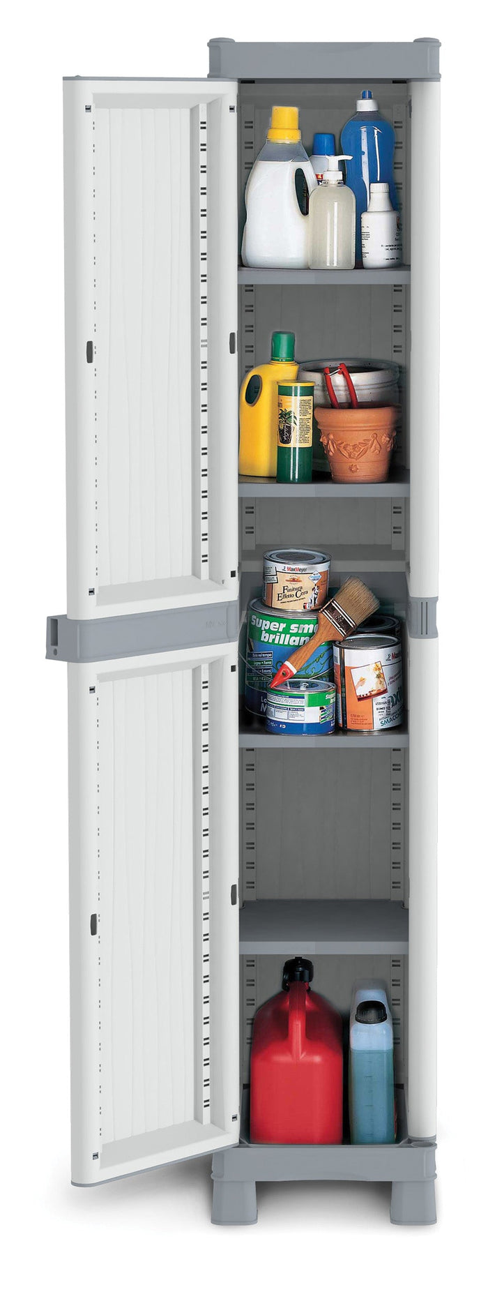 Armadio in Resina Antiurto Terry Wave 1A 35X44X181Cm 1 Anta 5 Ripiani da Esterno