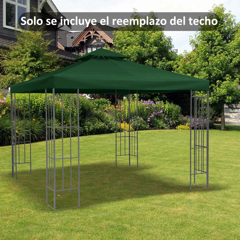 Telo di ricambio per gazebo 3x3 m ¨C zephmum ¨C verde, doppio strato, 8 fori di drenaggio