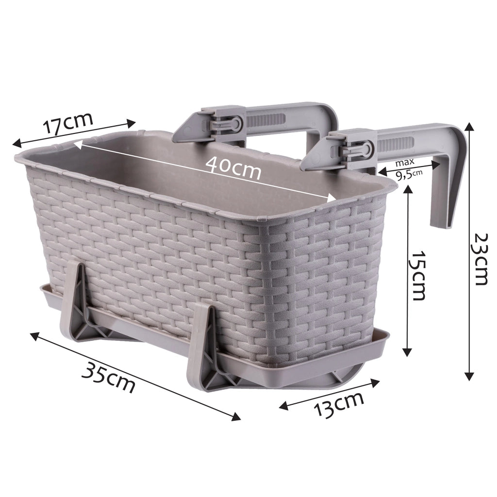 Fioriera da balcone KADAX con supporto, 40 cm + manici