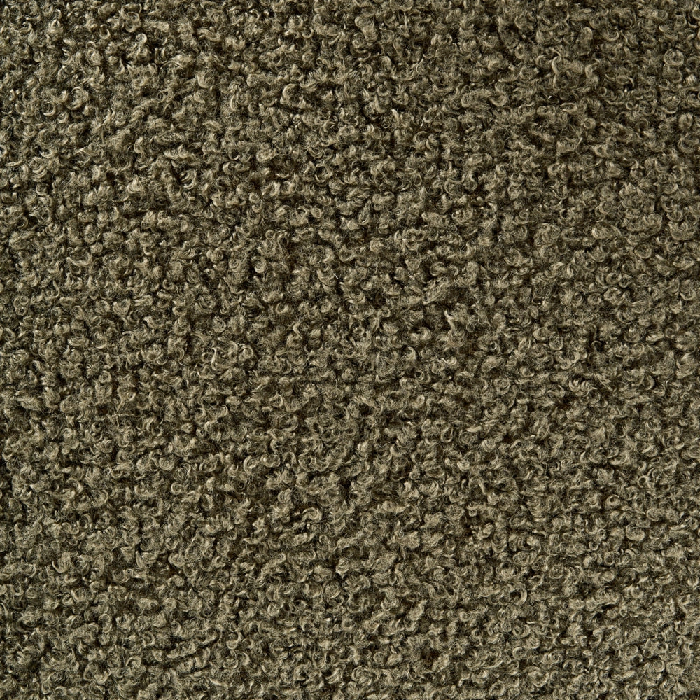Set di 2 sedie da pranzo in tessuto boucle di poliestere marrone scuro e verde con gambe in legno di gomma in stile retrò tradizionale