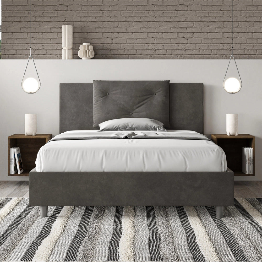 Letto Matrimoniale Francese 140x210 cm con Rete Appia Grigio