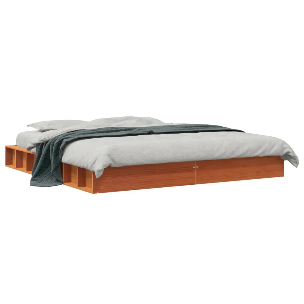Letto matrimoniale | Letto per adulti | Giroletto senza Materasso Marrone Cera 180x200 cm Legno di Pino