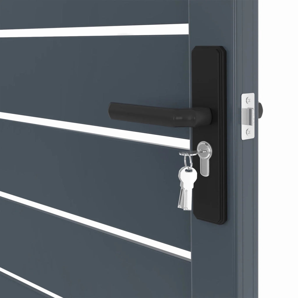 IDMarket - Porta a battente 100x160 cm in alluminio forato grigio antracite