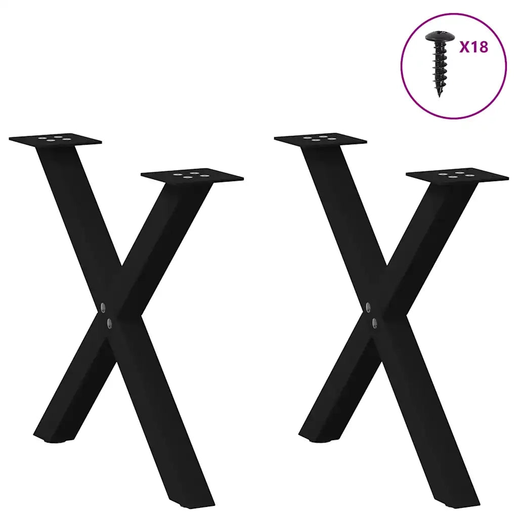 Gambe per Tavolino da Caffè a Forma di X 2 pz Nere 60x(42-43) cm Acciaio 4012900