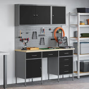 Mobile da lavoro 8 pcs Nero Legno ingegnerizzato e acciaio 3321464