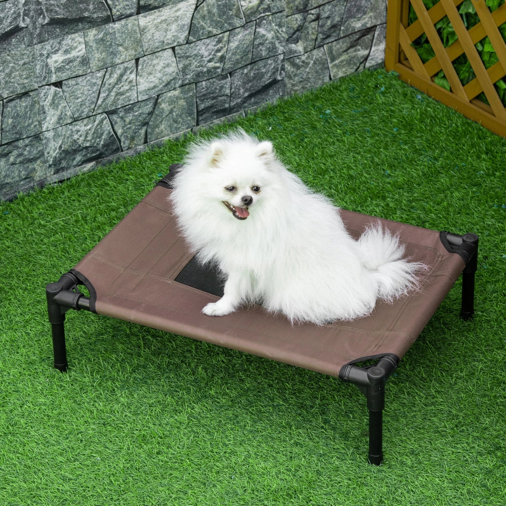Lettino per Cani Rialzato ¨C Zephmum ¨C Acciaio e Tessuto, 61x46x18 cm, Nero e Caff¨¨