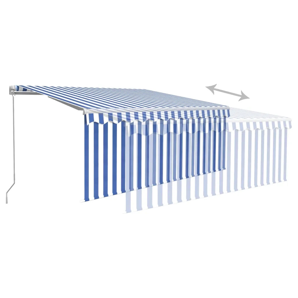 Tenda Sole Retrattile Manuale con LED 3,5x2,5 m Blu e Bianco 3069281
