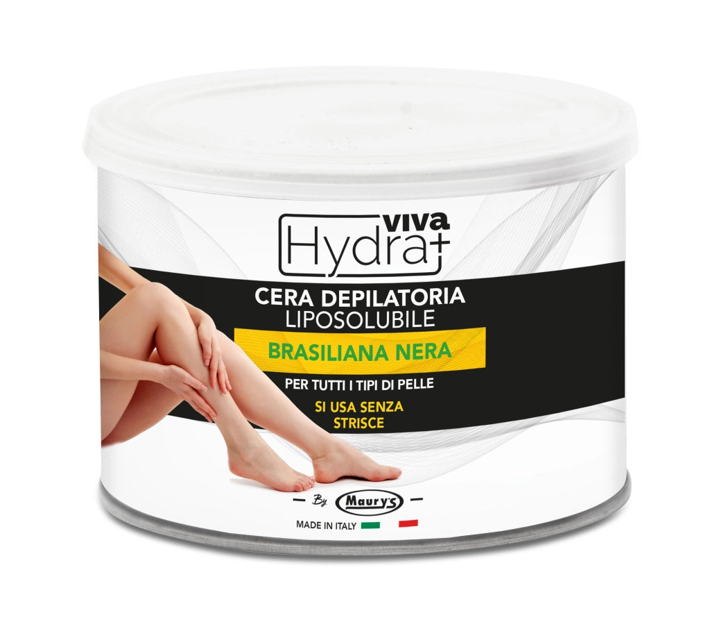 HYDRA VIVA+ VASO DI CERA DEPILATORIA BRASILIANA NERA  LIPOSOLUBILE DA 400 ML