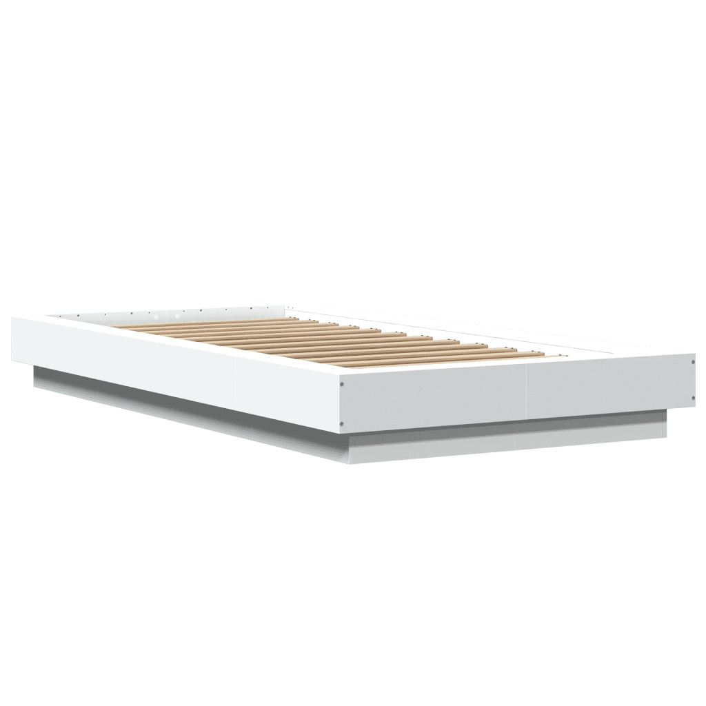 Giroletto con Luci LED-Struttura Letto Bianco 90x190 cm in Legno Multistrato 686986