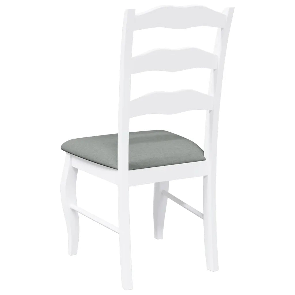 Sedie da Pranzo con Cuscini 2 pz Bianco Legno Massello di Hevea 4102495