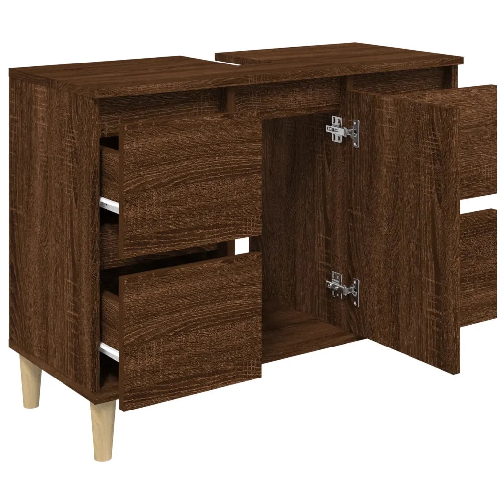 Mobile Lavabo Rovere Marrone 80x33x60 cm in Legno Multistrato 821275