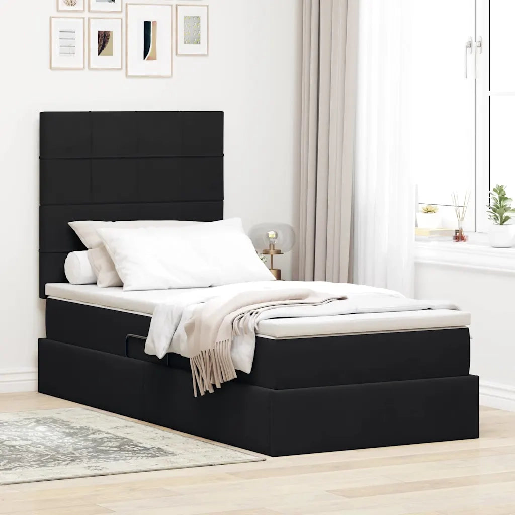 Letto con contenitore e materasso Nero 100 x 200 cm Velluto