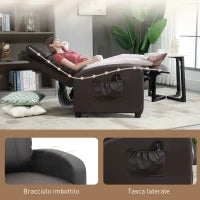 Poltrona Relax Massaggiante con Telecomando e 8 Programmi, Reclinazione e Poggiapiedi, 68x88x98cm, Marrone