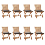 Sedie da Giardino Pieghevoli con Cuscini 8 pz Massello di Teak cod mxl 72203