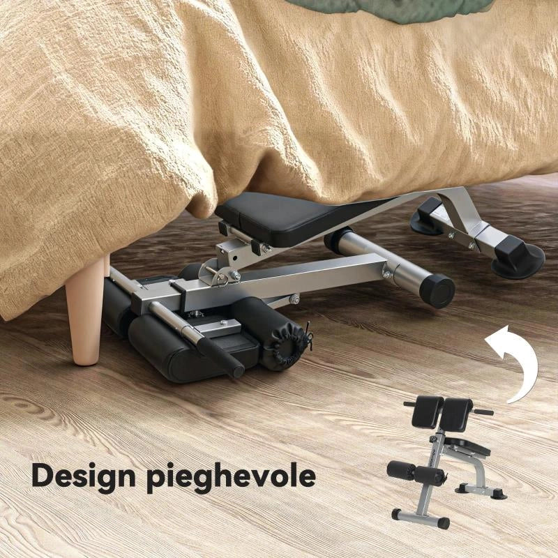 PANCA ROMANA REGOLABILE E PIEGHEVOLE MULTIFUNZIONE, CAPACITÀ 150 KG, ARGENTO
