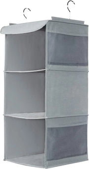 Organizzatore per abbigliamento, sistema di organizzazione per armadi con 3 contenitori, organizzatore per armadi con grucce metalliche, sistema di organizzazione per armadi per abbigliamento e accessori, 30 x 30 x 60 cm, grigio