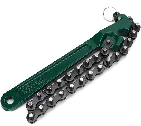 Chiave per filtro dell'olio a catena da 9 pollici - Robusta e duratura - Manicotto ergonomico - Adatta a veicoli universali - Alta precisione in acciaio inossidabile - Chiave per filtro dell'olio
