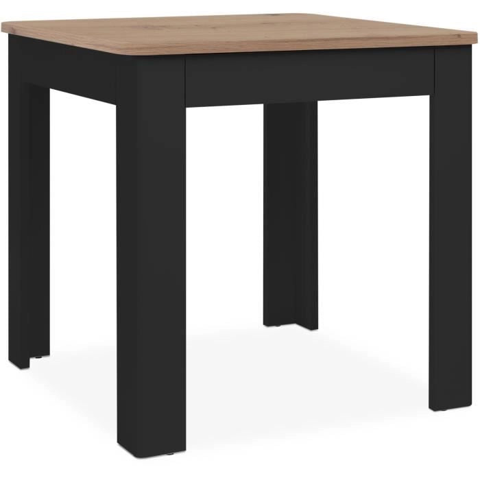Tavolo OSLO - Rettangolare - 4 persone - 80 x 77 x 80 cm - Nero / Rovere artigianale