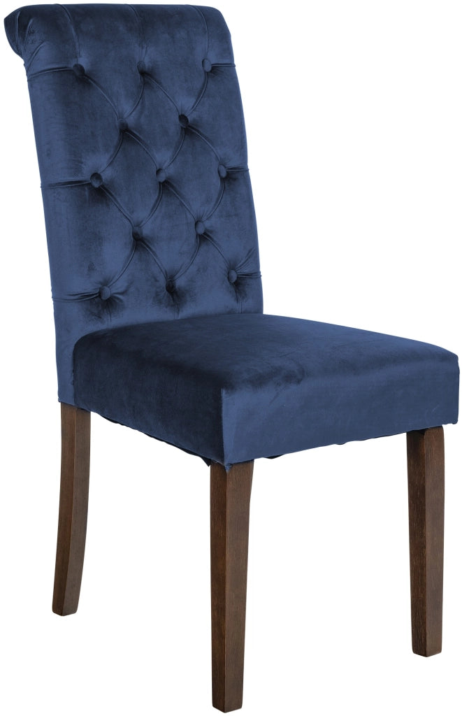 Sedia da cucina Lisburn design Chesterfield blu,Velluto