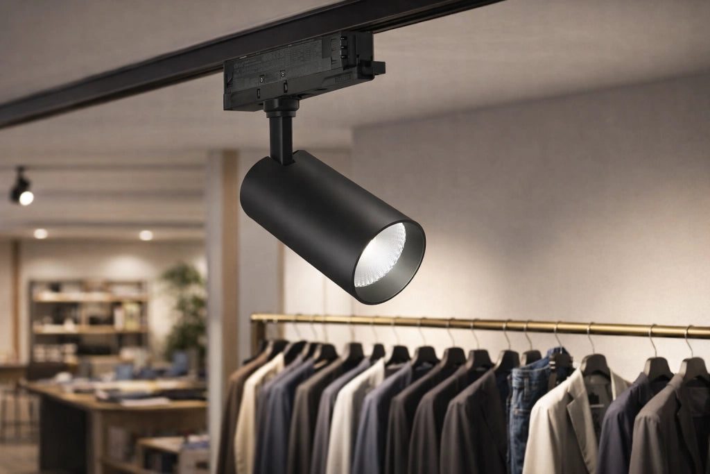 Faretto LED per Binario Trifase 30W Osram 2700 Lumen Fascio 30° IP20 Alluminio Nero Luce Naturale 4000K Non Dimmerabile