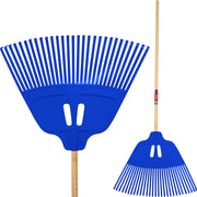 Rastrello per foglie KADAX con manico in legno, lunghezza 174 cm, a ventaglio.