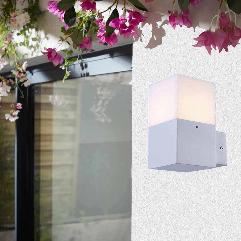 Trade Shop - Applique A Muro Per Esterno Lampada Da Parete In Alluminio Attacco E27 Ip44 B160 - Bianco