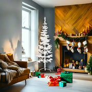 Albero Natale | Decorazioni natalizie Artificiale Sottile a Met¨¤ Supporto Bianco 180 cm