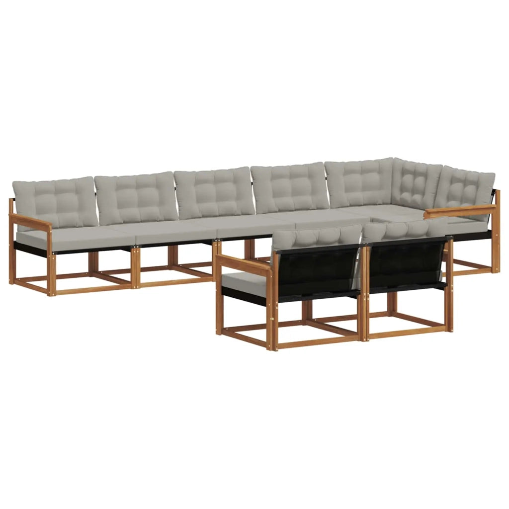 Set di divani da esterno 8 pcs Grigio Naturale e Chiaro