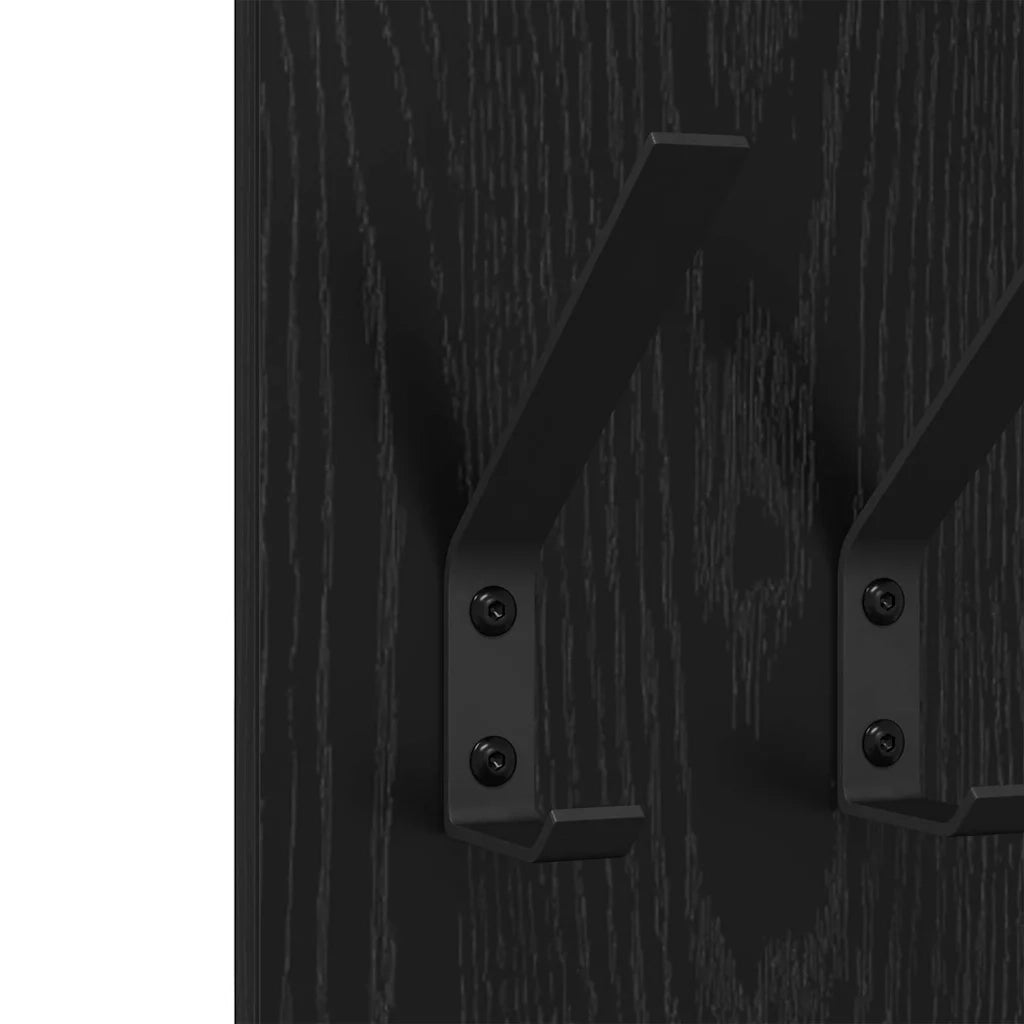 Appendiabiti a muro A parete Rovere Nero 20 x 1,5 x 100 cm 874460