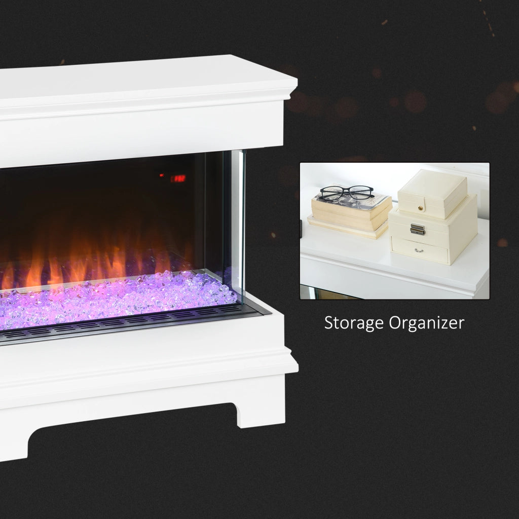 Caminetto Elettrico ¨C zephmum ¨C 61x28x66.5 cm, Bianco, Timer 12h, Spegnimento Automatico, 10 Colori
