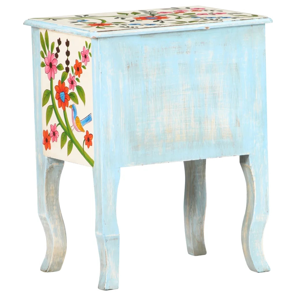 Comodino | Armadio da Notte | Mobiletto da notte Dipinto a Mano 40x30x50 cm in Legno Massello di Mango