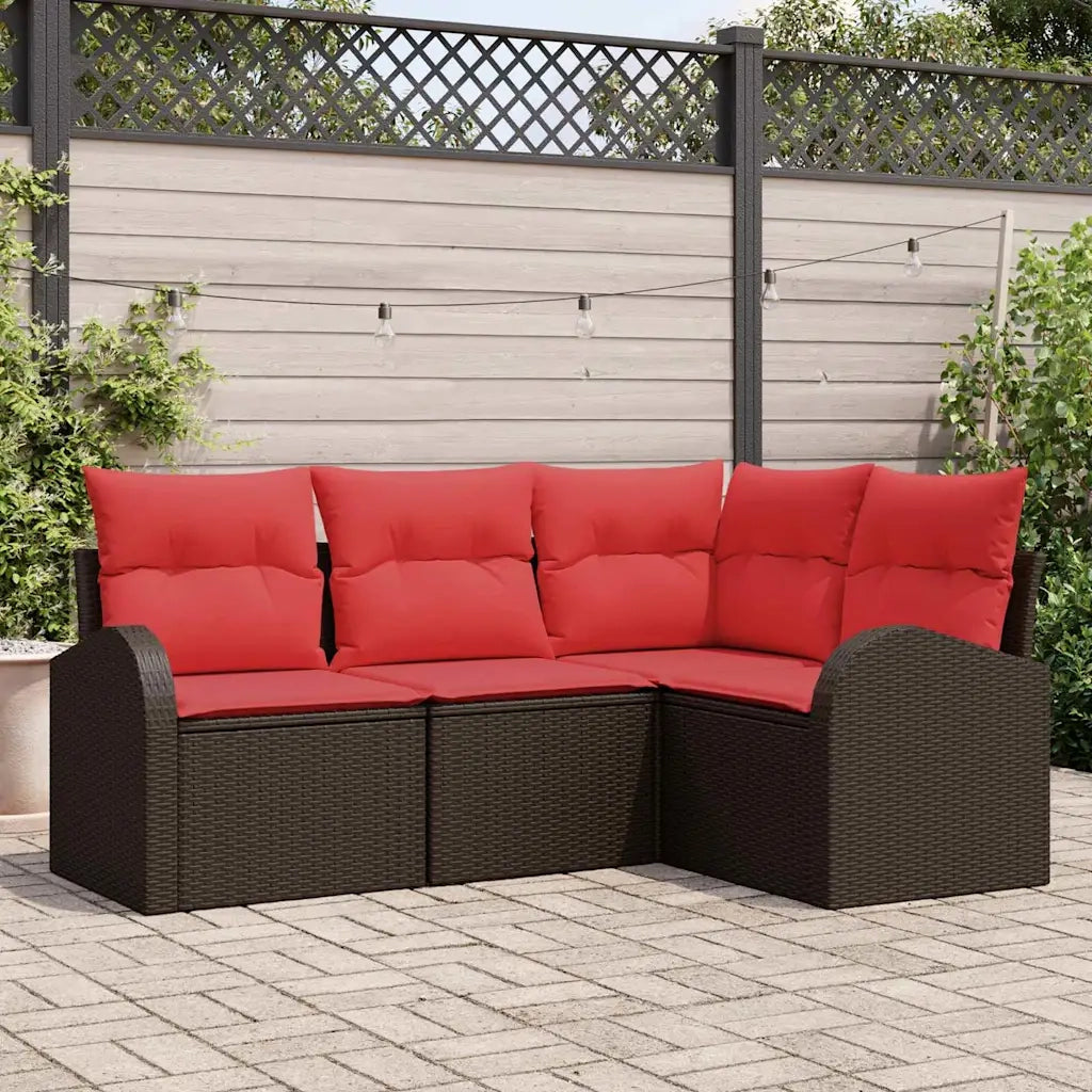 Set Divano da Giardino Marrone polyrattan