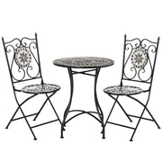 Set tavolo sedie giardino 2 posti mosaico ¨C Xylo ¨C metallo pieghevole ceramica balcone multicolore