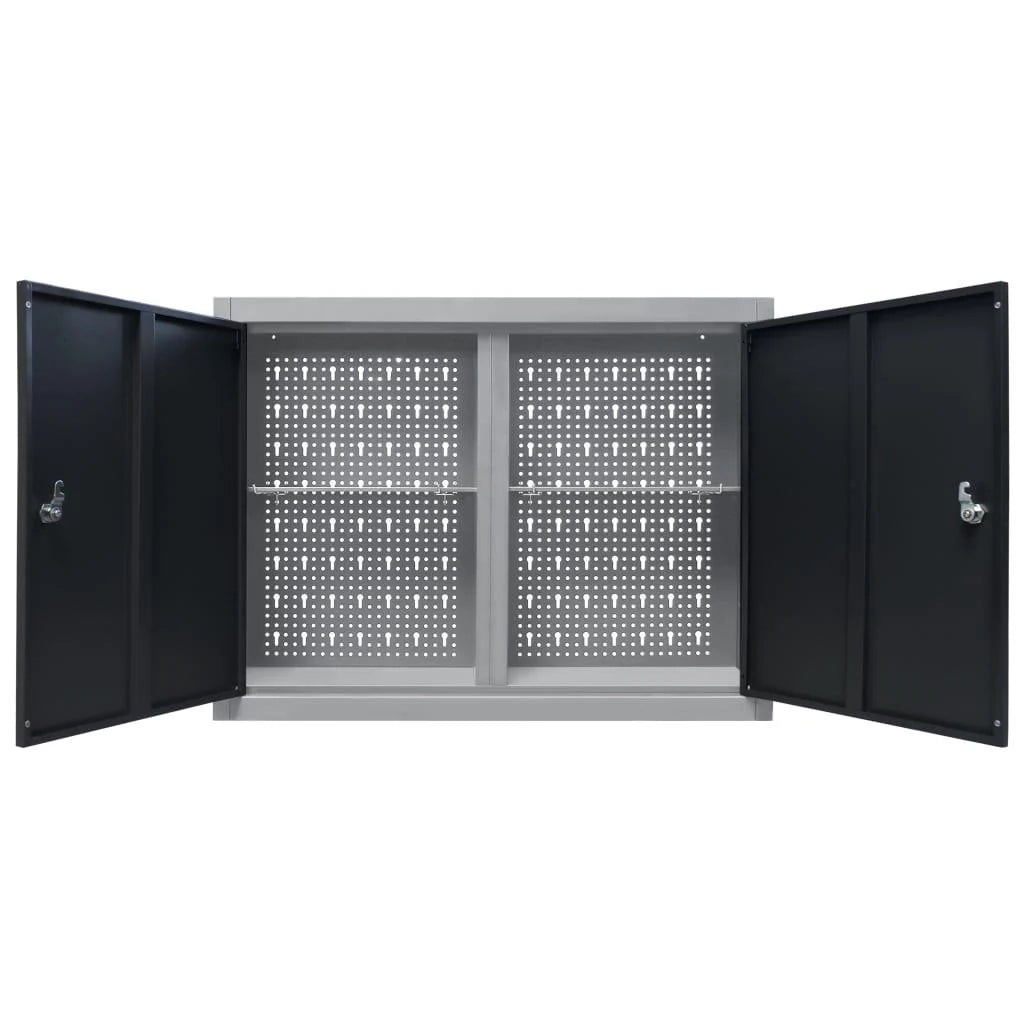 Armadio portautensili a parete armadio portautensili organizer portautensili portautensili pinze martelli 80 cm metallo grigio e nero 02_0003808