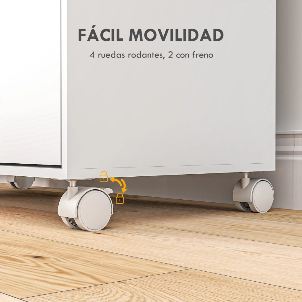 Mueble da Stiro con Ruote ¨C zephmum ¨C Bianco 127x42.5x99 cm
