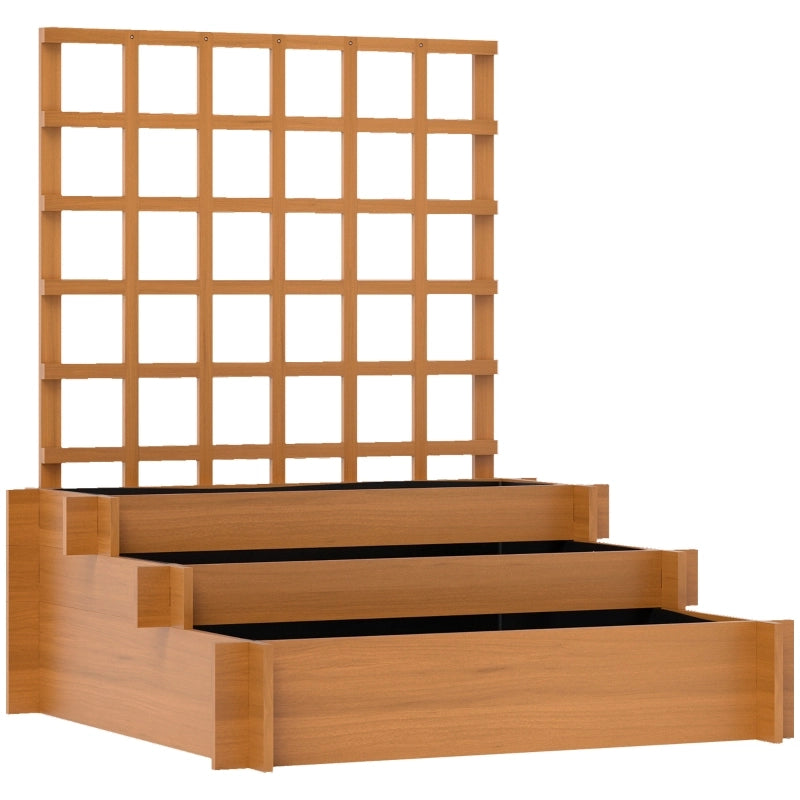Hochbeet con grigliato a 3 livelli in legno, marrone, 95 x 95 x 110 cm
