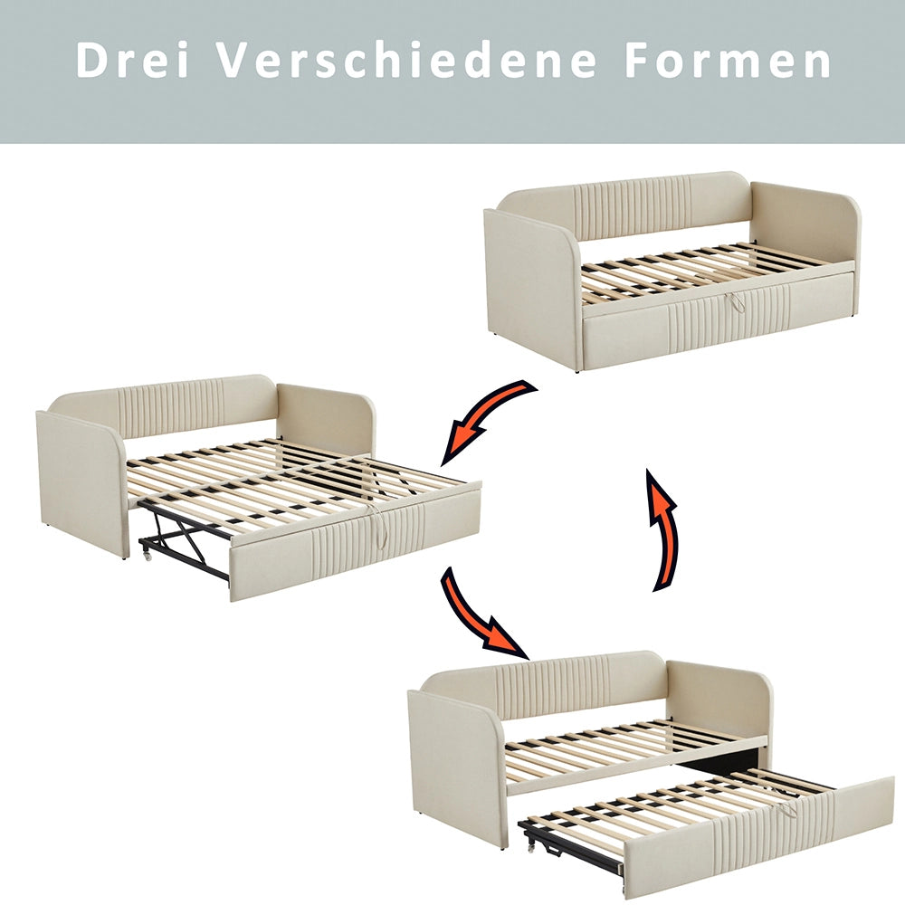 Divano letto estensibile - Xylo - 90/180x190 cm - Beige - Imbottito
