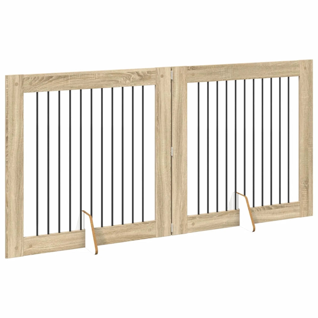 Cancello per cani con supporti 2 pcs Rovere Sonoma 100 x 100 cm 892026