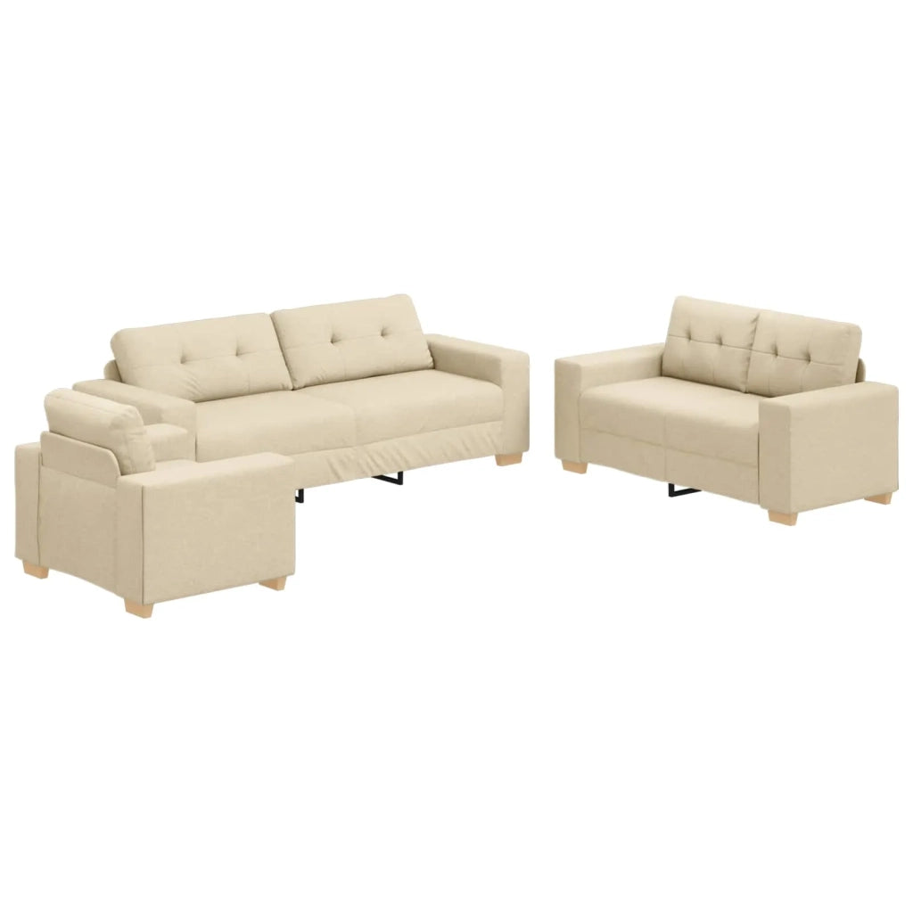 Divano 3 pcs Crema 221 x 80 x 80 cm Tessuto misto lino 3324635