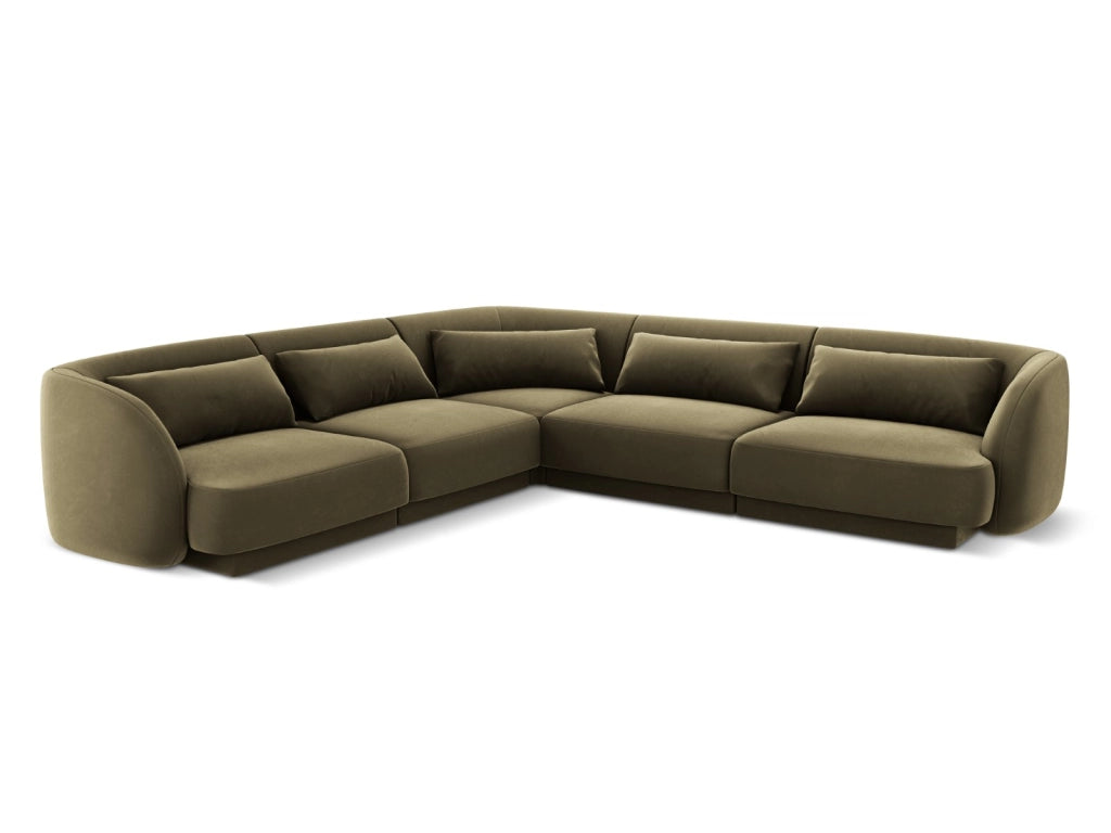 Cosmopolitan Design - Divano angolare reversibile "Tulum" 5 posti in velluto verde 
