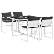 Set da Pranzo da Giardino 5 pz | Set Salotto da Giardino con Cuscini Bianco in Textilene