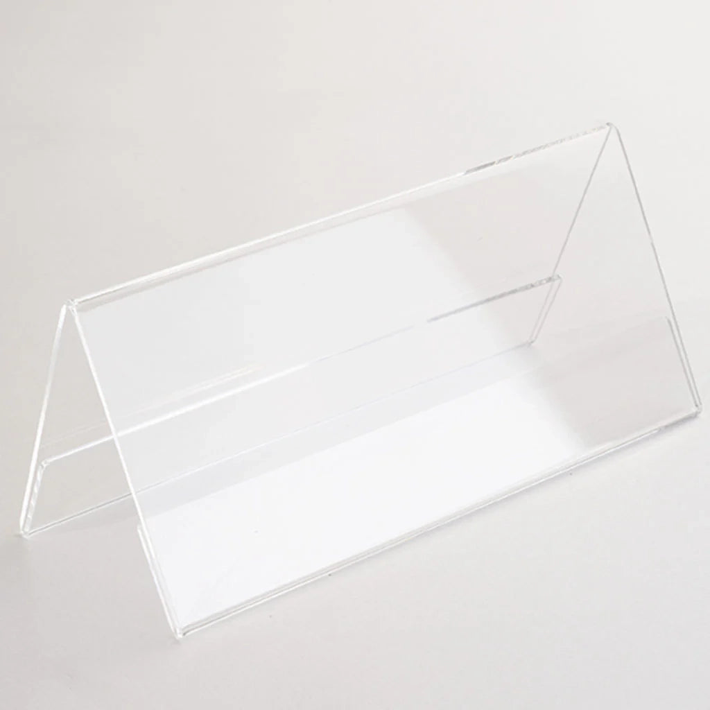 Segnaposto in plexiglass con base a V portanome eventi congressi - 20 x 8 x 8