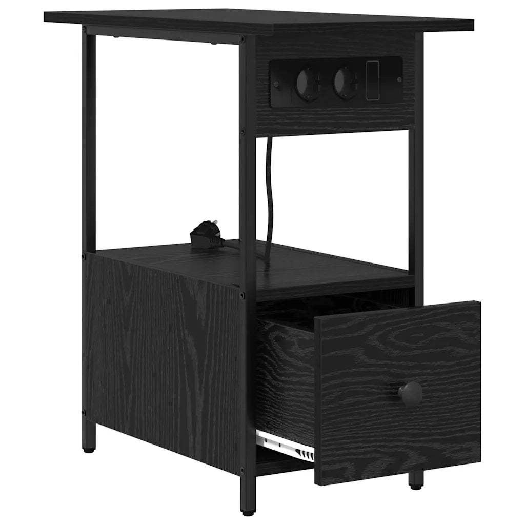 Armadio da Notte Rovere Nero 60 x 30 x 61 cm Legno multistrato 859595