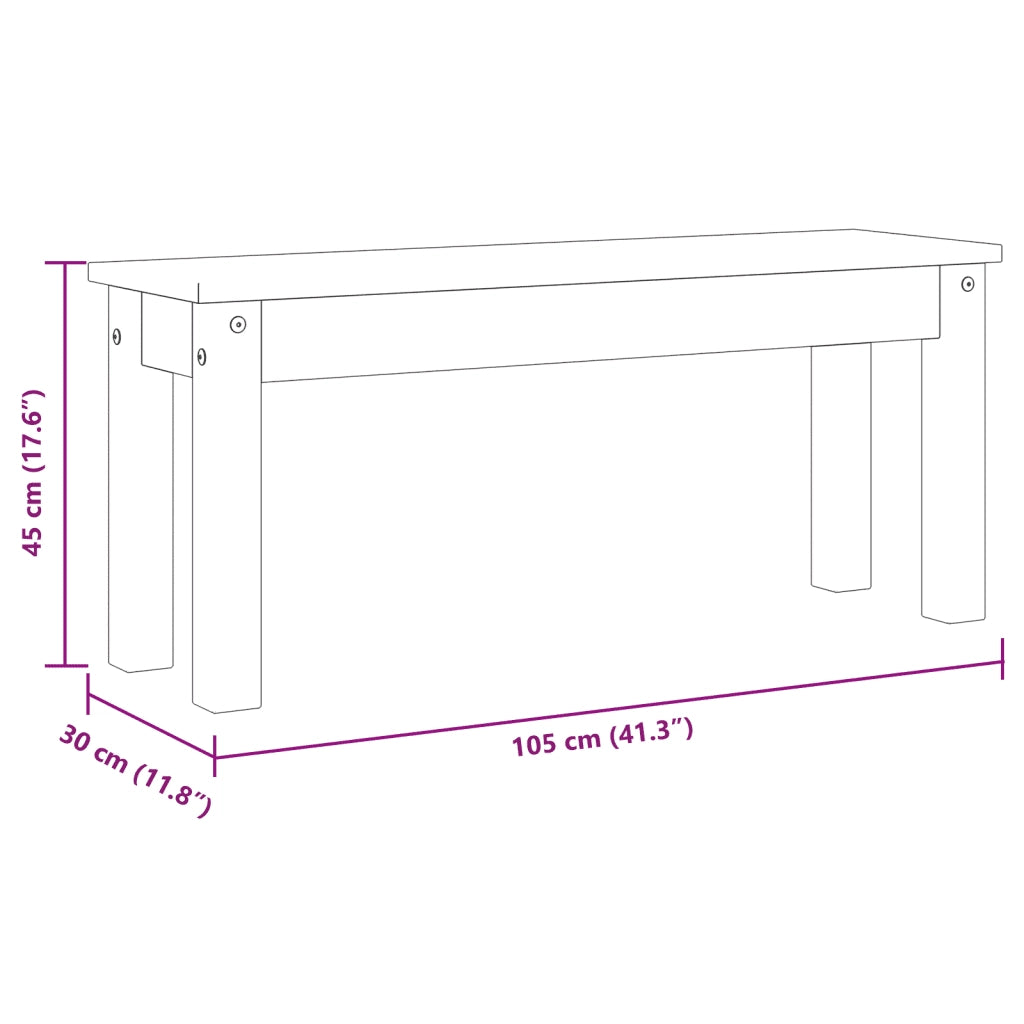 Panca da Pranzo PANAMA Bianca 105x30x45 cm Legno Massello Pino CFW7468861