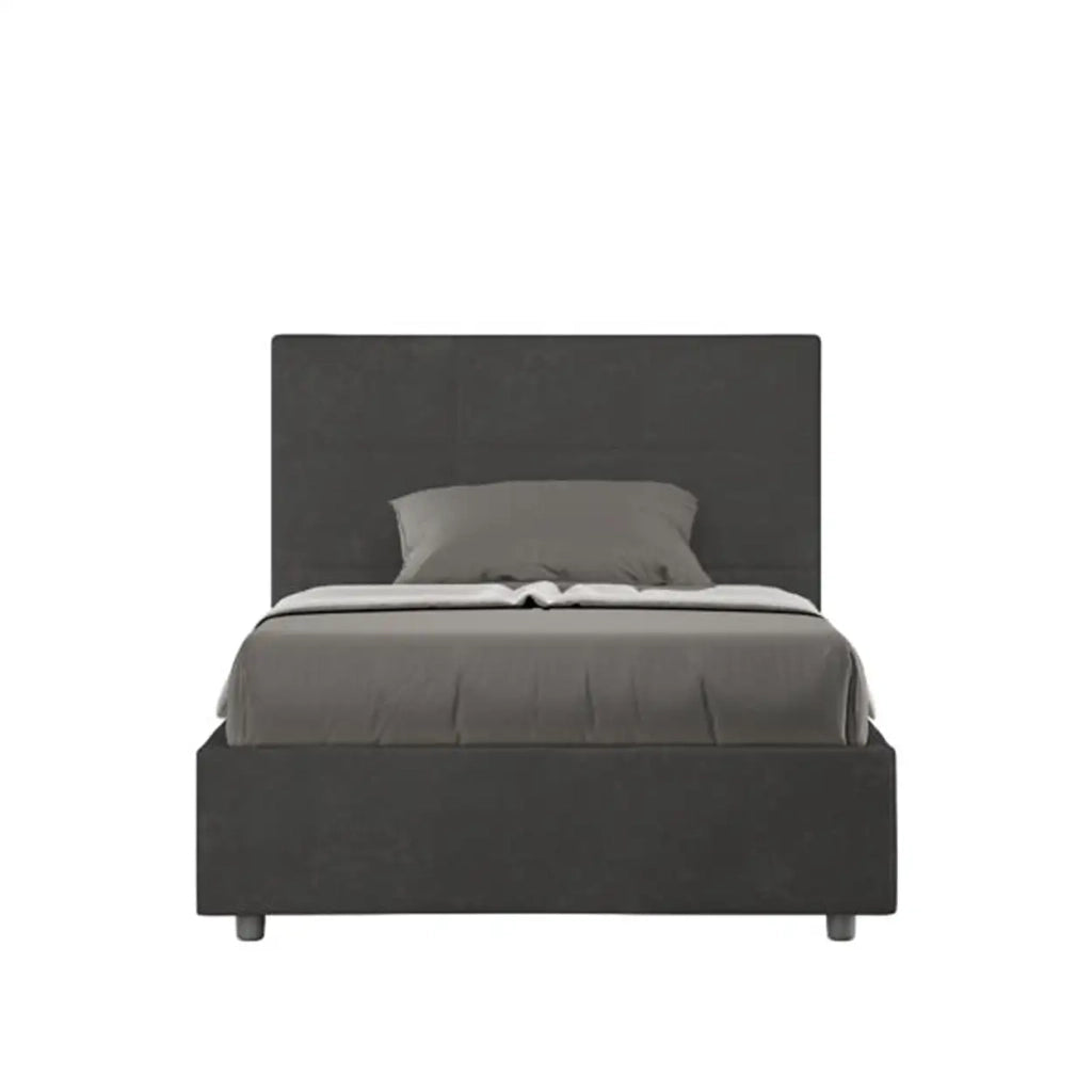 Letto una piazza e mezza senza rete imbottito 120x200 microfibra grigio Mika