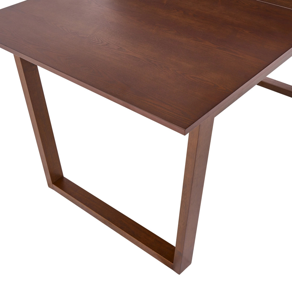 Tavolo da pranzo allungabile impiallacciato in legno di frassino scuro MDF 160/200 x 95 cm Piano Design moderno Base a canale