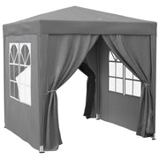 Gazebo Pieghevole 2x2 m con 4 Pareti Rimovibili in Metallo e Poliestere Grigio